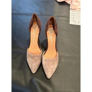 Jeffrey Campbell two tone Calista suede pumps